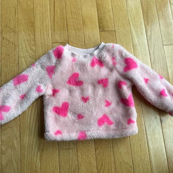 Cat & Jack Pink Heart Fleece Sweatshirt - Picture 3 of 3